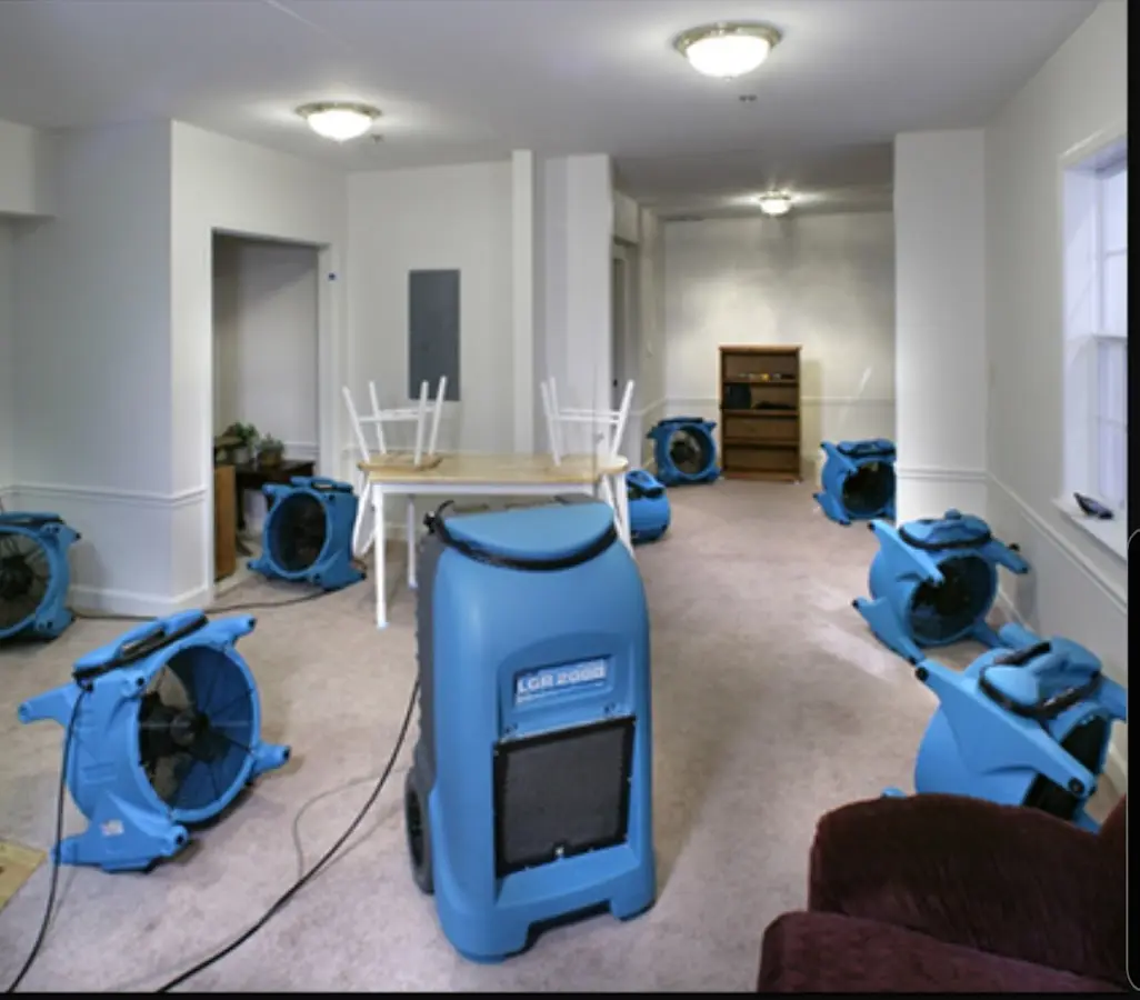 Air movers and dehumidifier setup for Water Extraction & Removal in Oradell