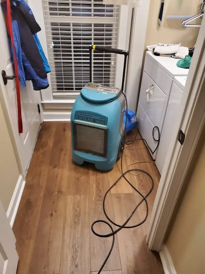 Commercial dehumidifier deployed for Flood Damage Cleanup in Oradell